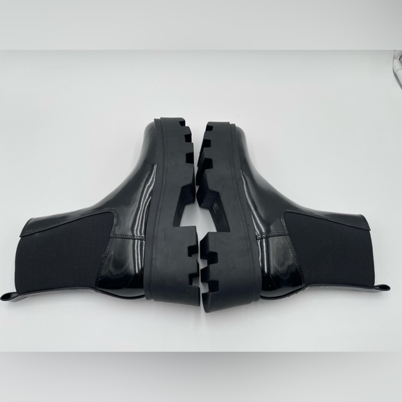 Open Edit Women’s Black Ediris Chelsea Lug Boots Size 6 Patent Chunky Platform - Picture 8 of 13
